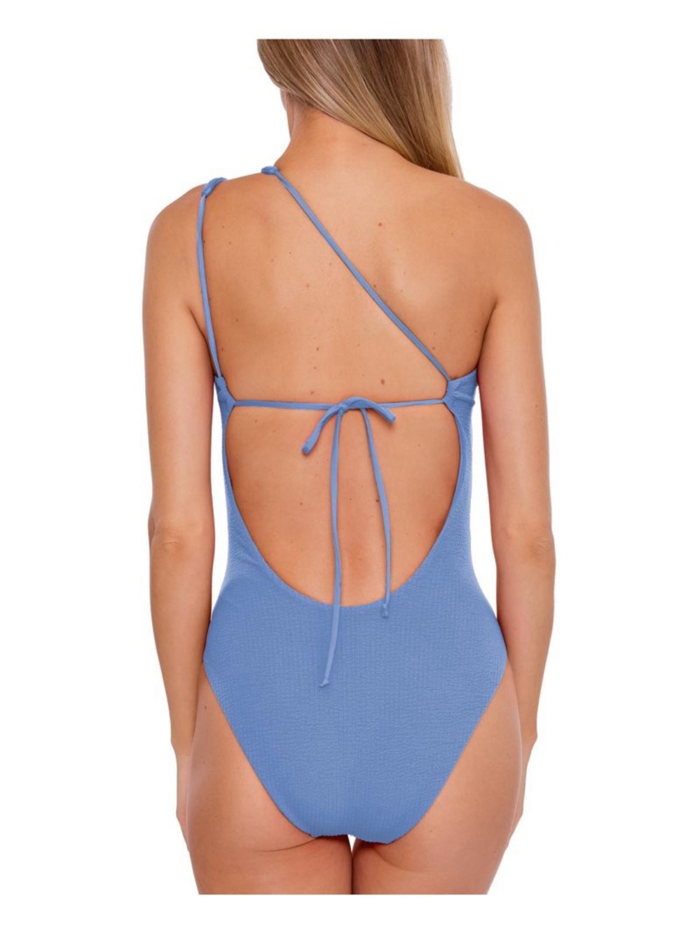 Becca One Piece Asymmetric Strap Swimsuit in Periwinkle Blue